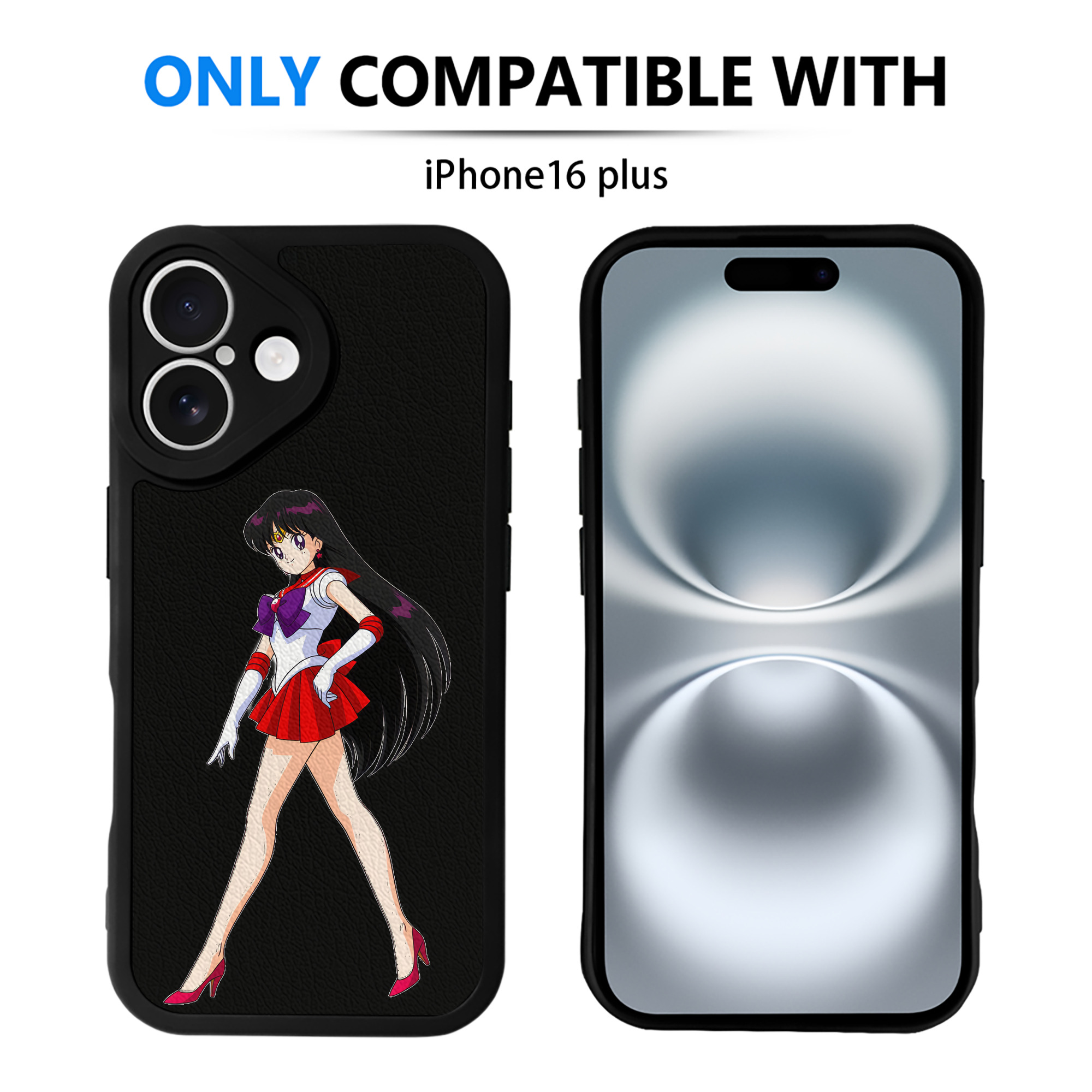 （画像用） 美少女戦士セーラームーン 火野レイ ひの レイ Sailor Moon Hino Rei （セーラーマーズ,Sailor Mars） 【iPhone 16シリーズ対応】シリコンスマホケース（レザー調） 材質：シリコン